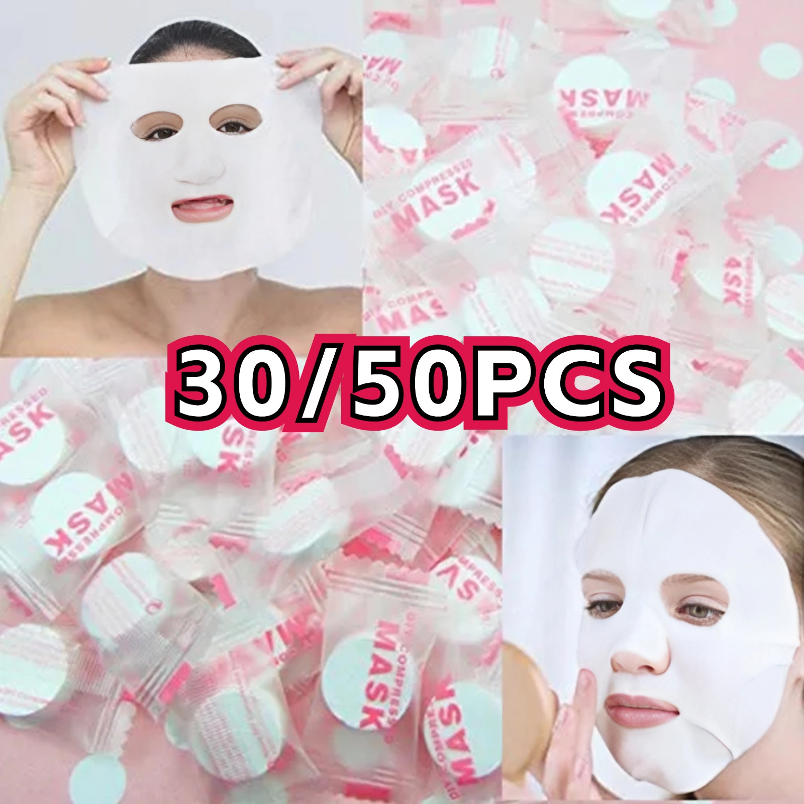 Sheet Face Mask Pack - 일회용 압축 페이셜 마스크, 여행용 부직포