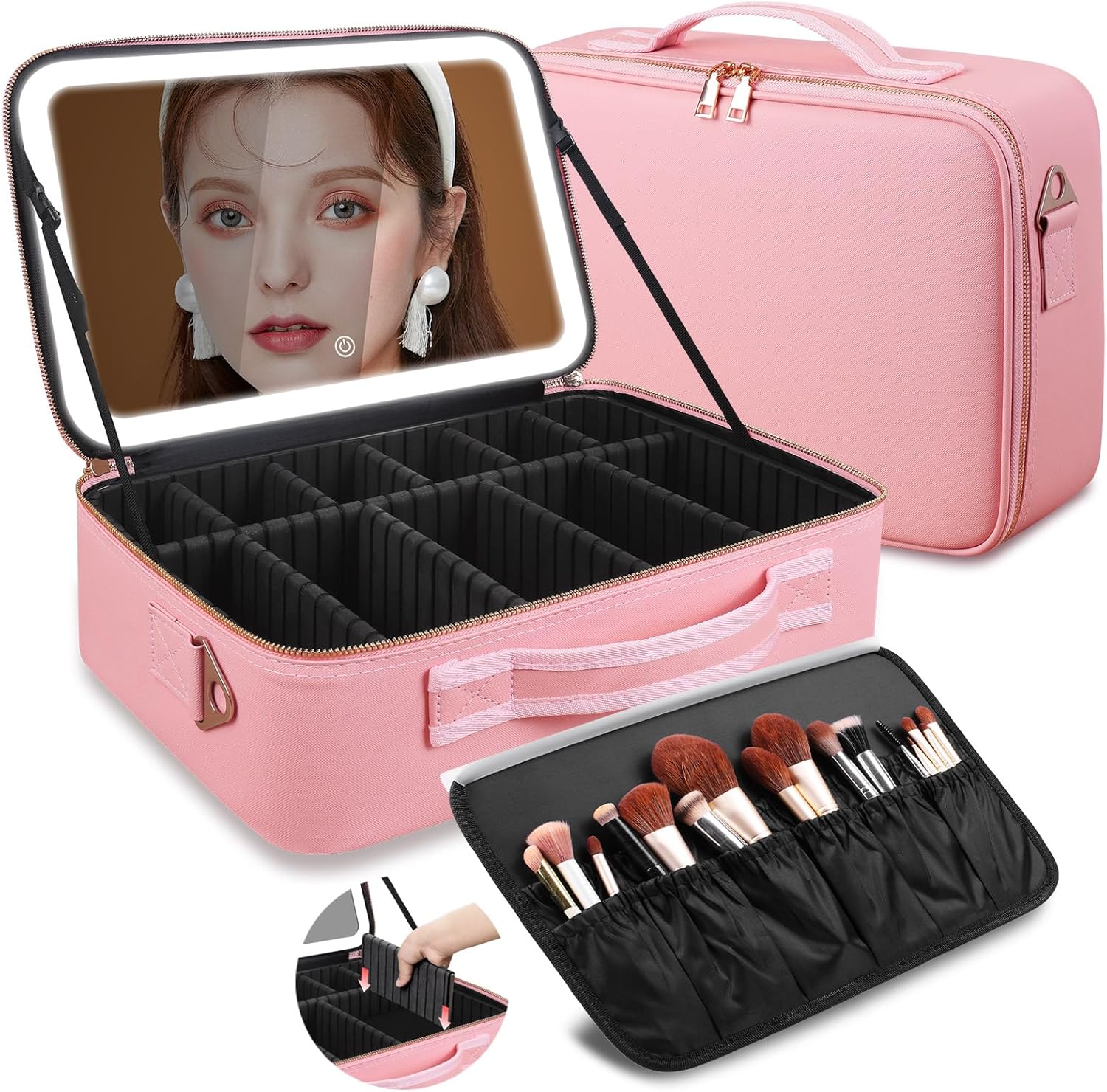 Beauty Makeup Bag - 대용량 메이크업 가방 15''X11'' LED 거울