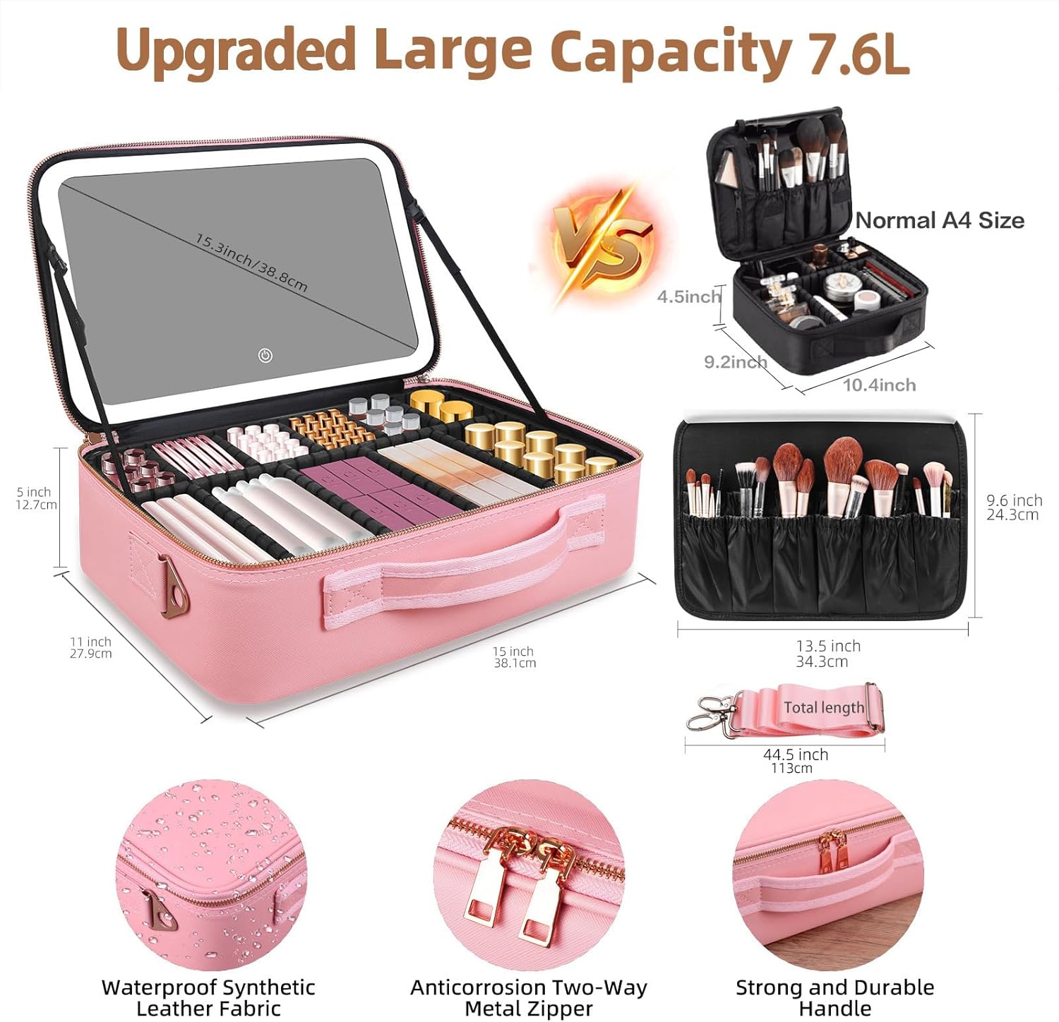 대용량 메이크업 가방 15''X11'' LED 거울 3 - Beauty Makeup Bag 리뷰 및 가격